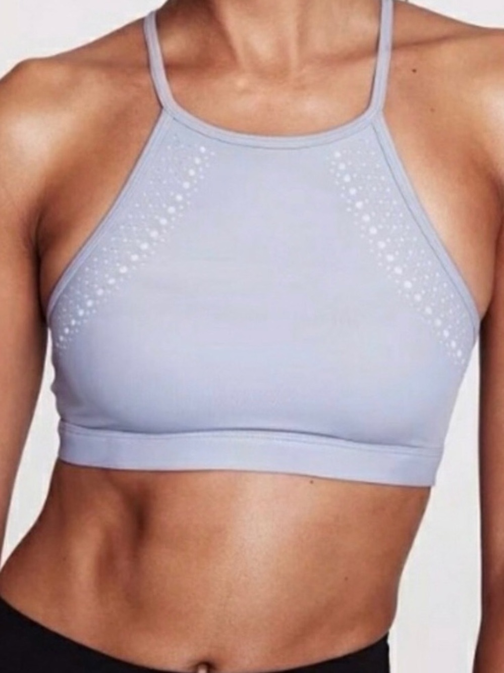 VICTORIA SPORT Laser-Cut High-Neck Sports Bra Size X-Small in Muted Light Purple